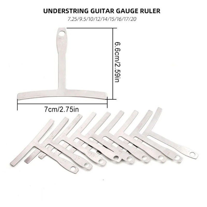 Guitar Bass Understring Radius Gauge String Action Ruler Fretboard