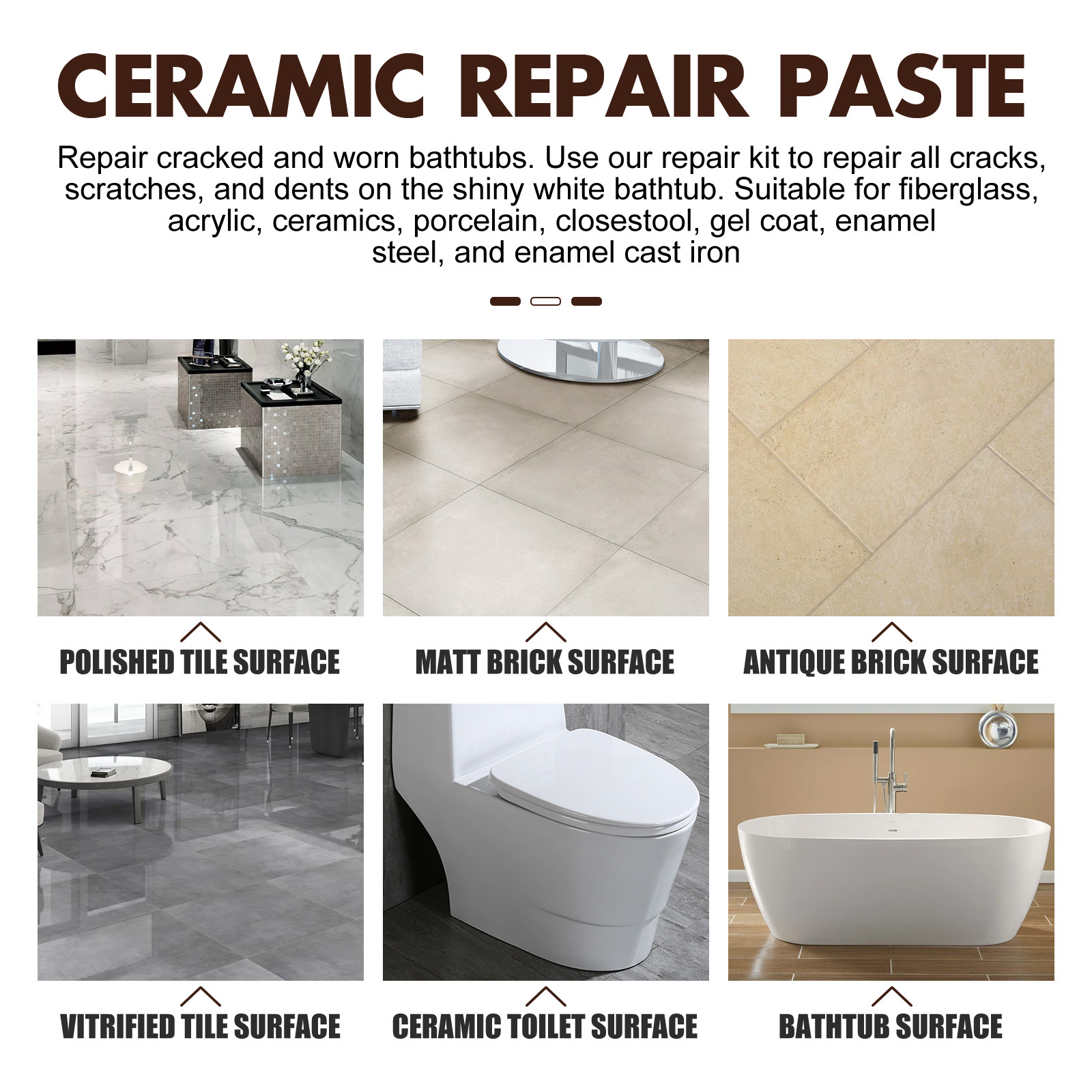 30/100g Tile Repair Agent AB Adhesive Ceramic Repair Glue Marble Floor Tile  Toilet Washbasin Repair Glue Crack Repair Caulk Glue