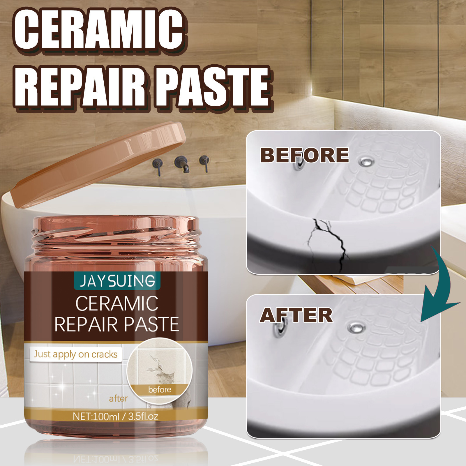 Ceramic Repair Agent Glazed Tile Crack Enamel Pot Washbasin - Temu