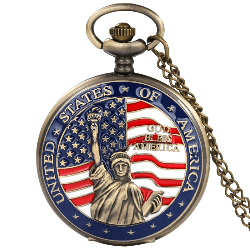 america eagle pattern necklace chain quartz pocket watch pendant jewelry gifts bless 10
