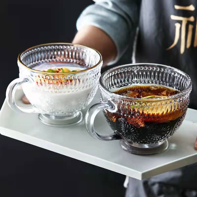 Vintage Embossed Glass Coffee Mug Tea Cup - Temu