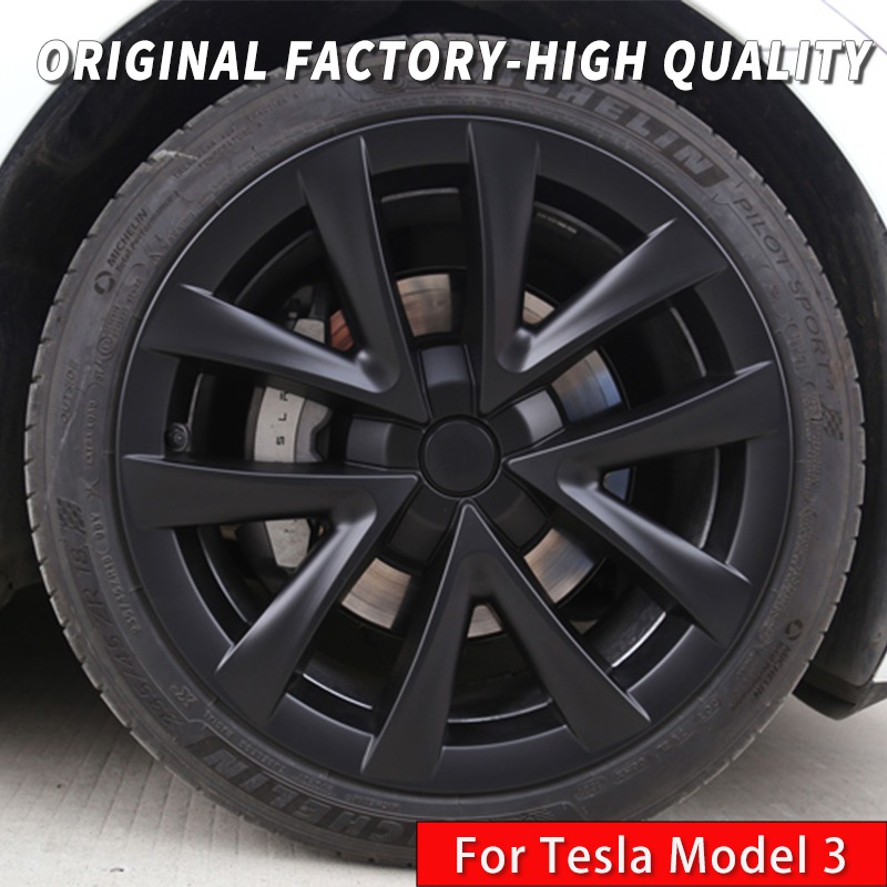 Für Tesla Model Y Stock Radkappen 19 Zoll 4-teilig Mit Schwarzem Logo-Kit  In Der Mitte
