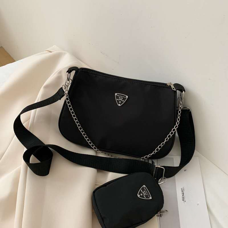 Prada Chain Link Trim Shoulder Bag Black, Women's Fashion, Bags & Wallets,  Shoulder Bags on Carousell