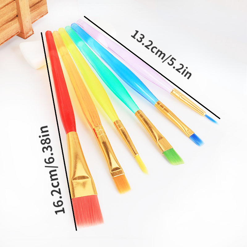 Set of 6 Children's Candy Plastic Watercolor Brushes