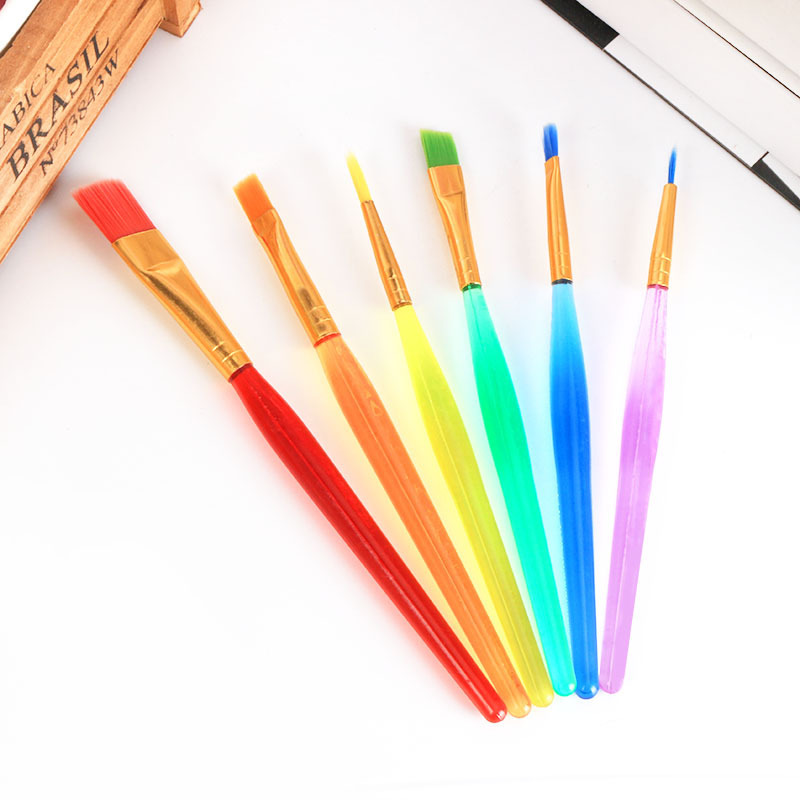 Set of 6 Children's Candy Plastic Watercolor Brushes