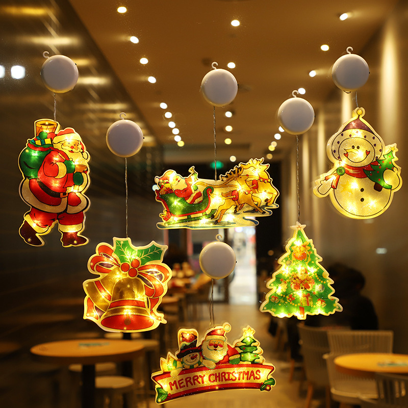 éclairage de Nol-Guirlandes Lumineuses- guirlande lumineuse à piles avec ventouses  pour décoration de fenêtre, décoration