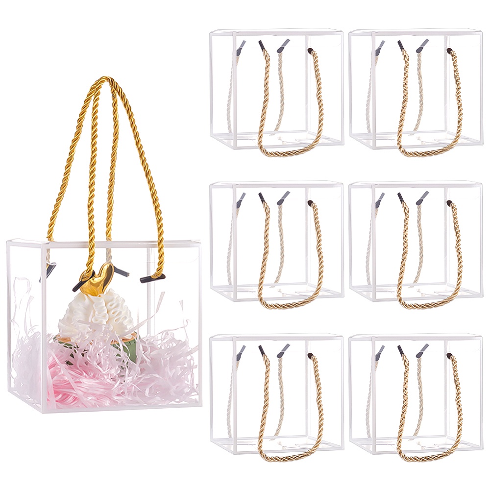 

10set 30pcs About 3pcs/set Transparent Pvc Plastic Valentine's Day Gift Box With Polyester Cord Square Finished Product For Jewelry Ornament Packaging Display Small Business Supplies