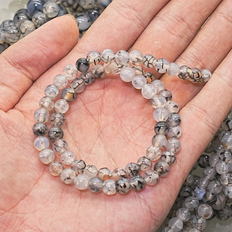 Black and White Agate Beaded Bracelet