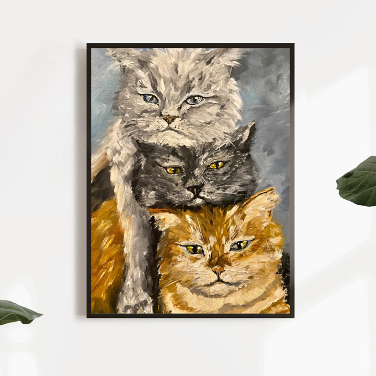 アートキャンバス絵画1点 罪深い猫の壁の装飾 猫の壁アート辞書 アート
