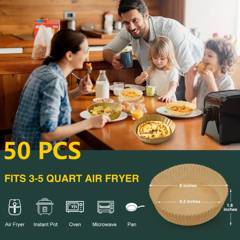 Air Fryer Disposable Paper Liner, 50PCS 6.3 Inch Non-stick Disposable Air  Fryer Liners, Baking Paper for Air Fryer Water-proof, Oil-proof, Non-stick,  Parchment Baking Paper for Baking Roasting Microwa 