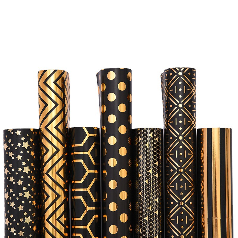 Black/Gold Metallic Foil Chevron/Dot/Geometric Wrapping Paper - 3 Ro –  Vietnam gift packaging manufacturers