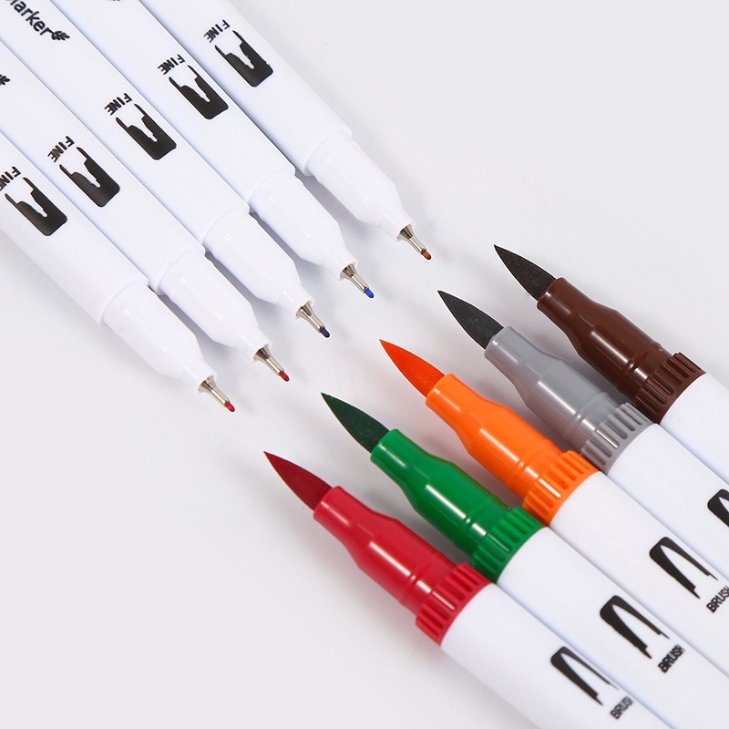 Multicolor Dual Tip Brush Pen Set - 36pcs, For Writing