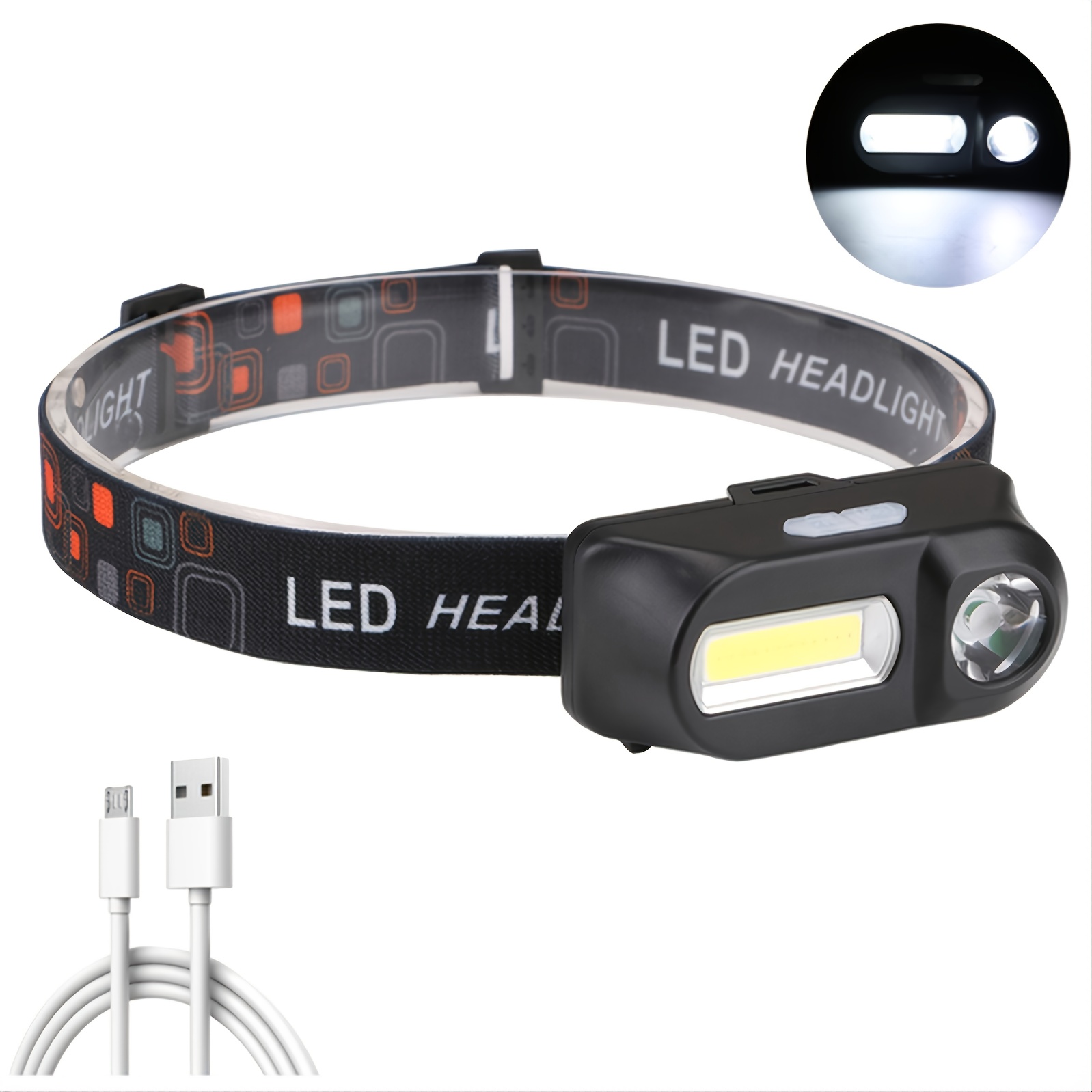 LED Headlamp Portable Mini XPE+COB AAA Battery Powered Camping Head Lamp  Waterproof Fishing Headlight Flashlight Torch