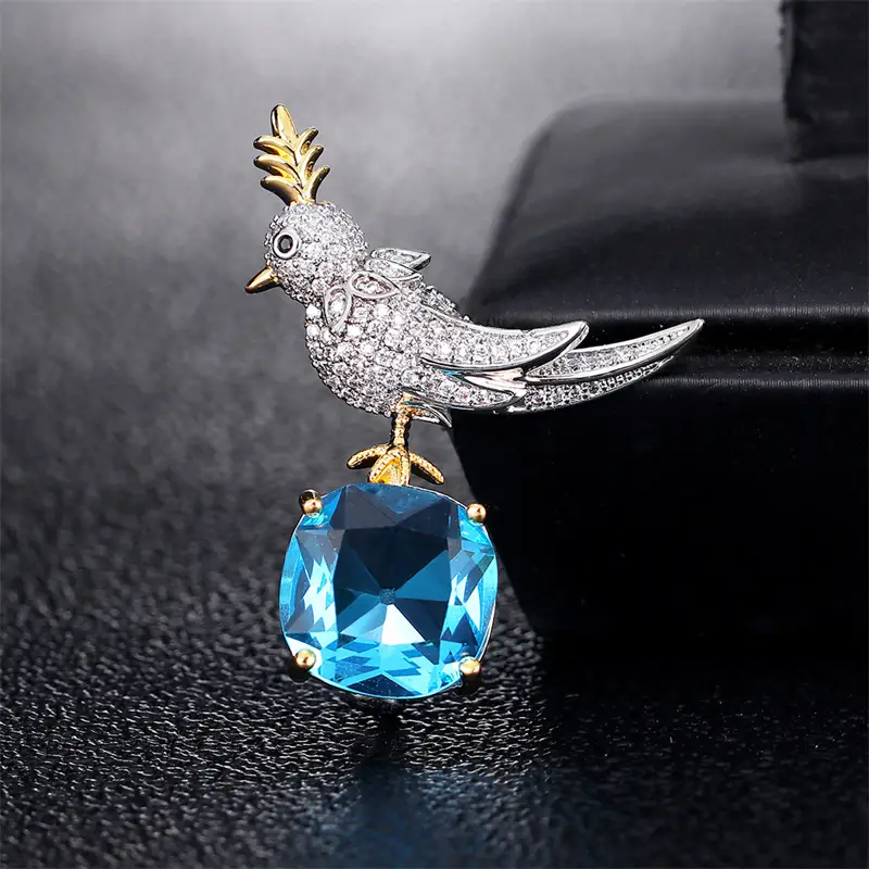 1pc Retro Luxury Blue Crystal Bird Brooch Charm Rhinestone Brooch Women's Set Banquet Ball Badge Clothing Accessories,$1.99,Blue2,Temu