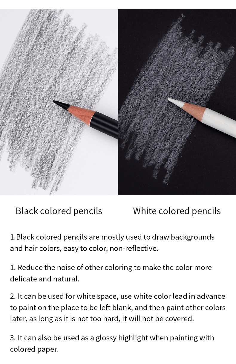 Black White Color Pencils Permanent Color Drawing Pencil Oil - Temu