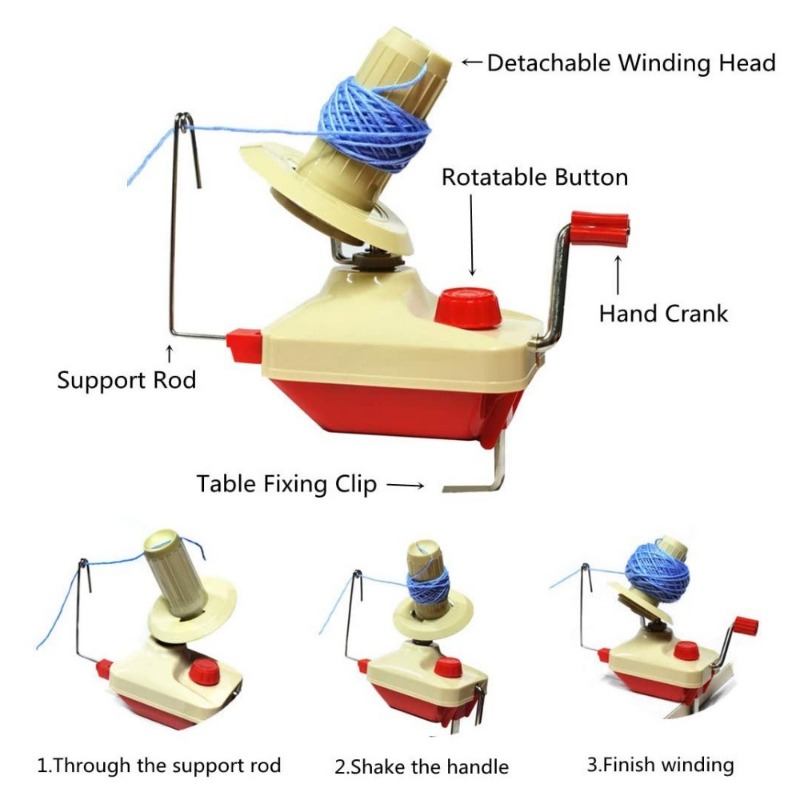 Large Wool Yarn Winder Manual Wool Ball Winder with Clamp for Winding Yarn  Thread and Fiber Hand Operated Swift Tool for Kniting