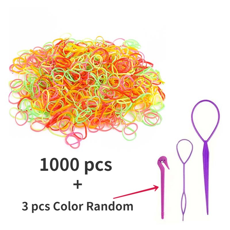 2000pcs Elastic Hair Rubber Bands.Mini Hair Rubber Bands. Disposable rubber  band (Fluorescent color)