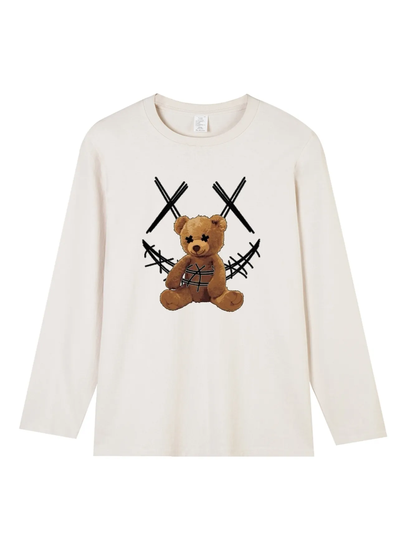 Teddy Bear Graffiti Smile & Various Print, Men's Trendy Cotton T-shirt,  Casual Slightly Stretch Breathable Long Sleeve Top For Outdoor, Men's  Clothing, Gift For Men - Temu