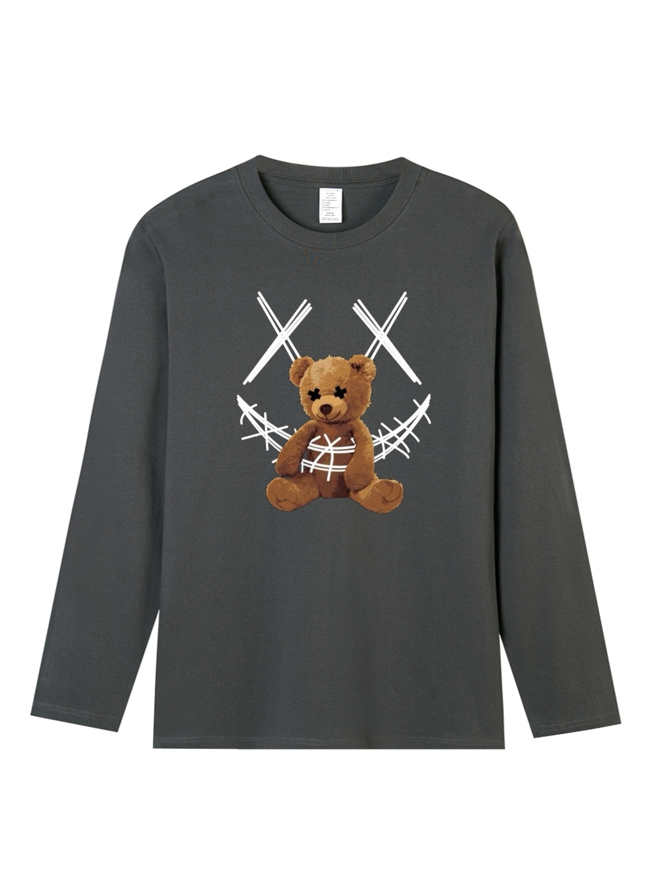 Teddy Bear Graffiti Smile & Various Print, Men's Trendy Cotton T-shirt,  Casual Slightly Stretch Breathable Long Sleeve Top For Outdoor, Men's  Clothing, Gift For Men - Temu