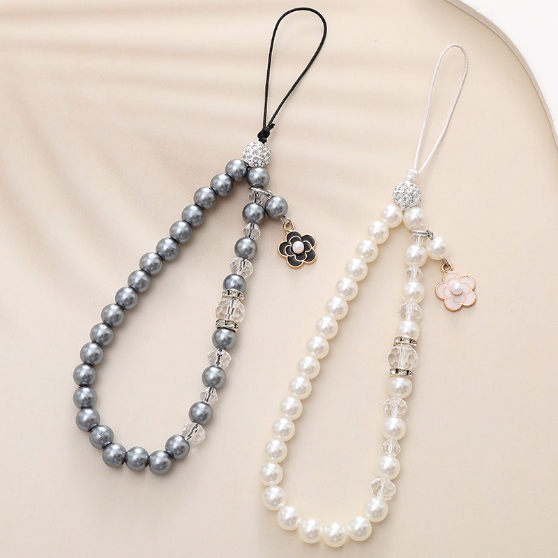 2pcs Heart Shaped Faux Pearl Handle Strap With Detachable Spring