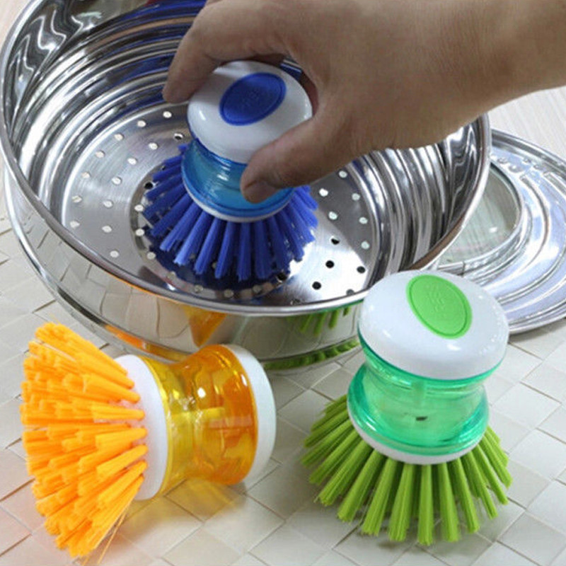 Kitchen Wash Pot Dish Brush Clean Utensil with Washing Up Liquid Soap  Dispenser;