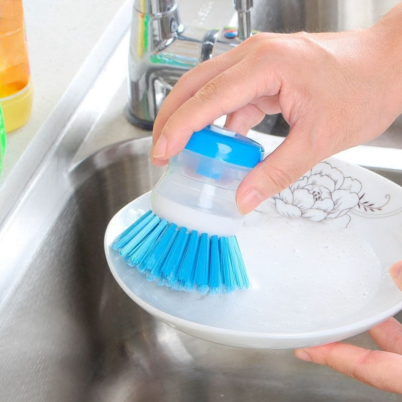 Dishwashing Brush Dish Scrub Brush Kitchen Dish Scrubber Bubble Up Brushes  with Soap Dispenser for Vegetable Utensils Cleaning