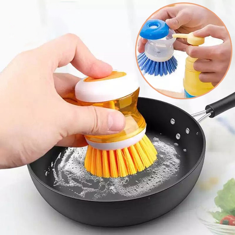 Kitchen Dishwashing Brush Dish Scrub Brush Dish Scrubber Bubble Up Brushes  With Soap Dispenser For Vegetable Utensils Cleaning - Temu