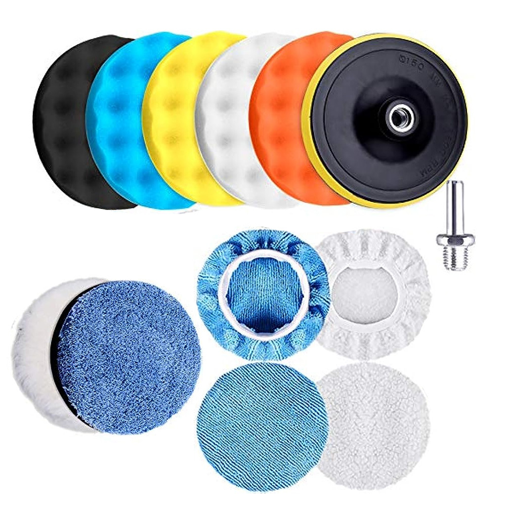 10pcs Polishing Buffing Pads Kit - 6 Inches Car Polishing Wheel for Drill, Car Foam Drill Buffer Sponge Pads Kit with M14 Drill Adapter for Car Care haimian