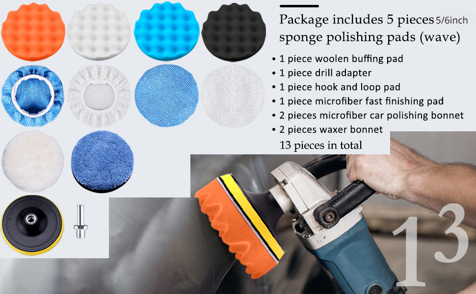 Sudopru Car Buffers and Polishers Kit for Drill, 14Pcs Drill Polishing  Wheel Foam Ball Buffing Pads