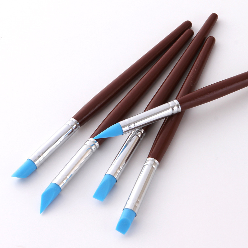 5pcs silicone rubber tip paint brushes