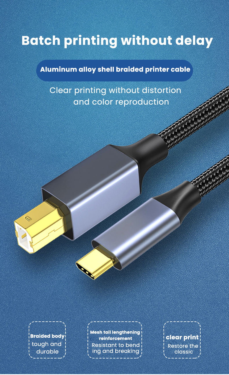 Câble USB-C vers USB-B de 3 m pour imprimante - USB 2.0