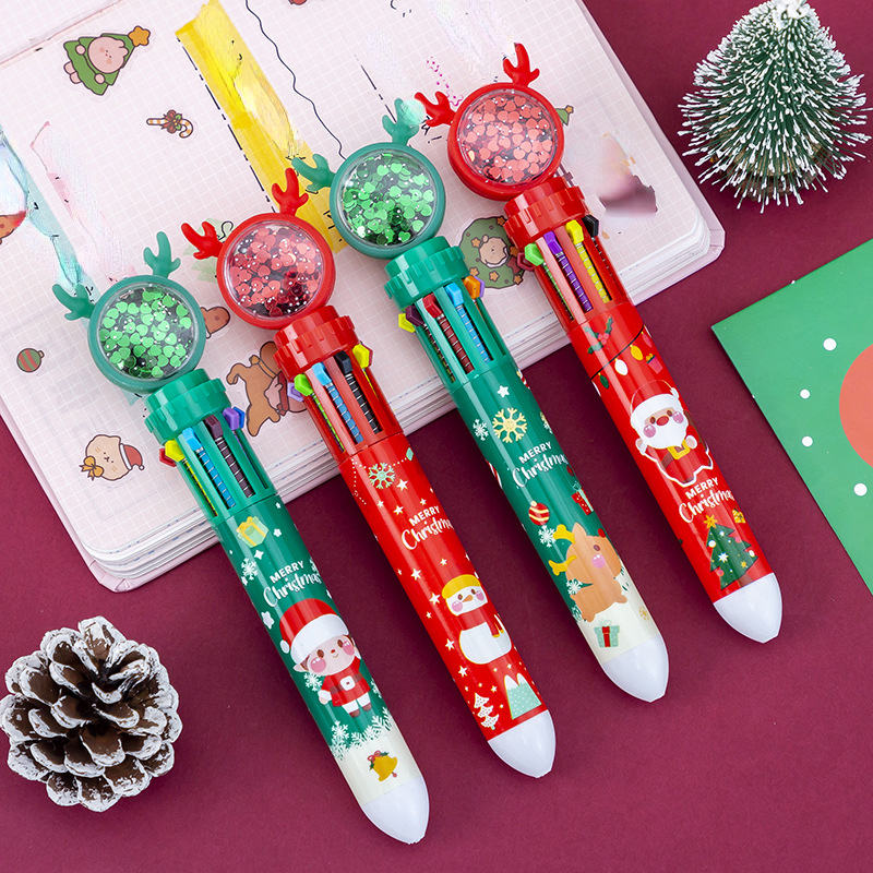 7PCS Christmas Weekday Glitter Pen Funny Pens Christmas Weekday Glitter Pen