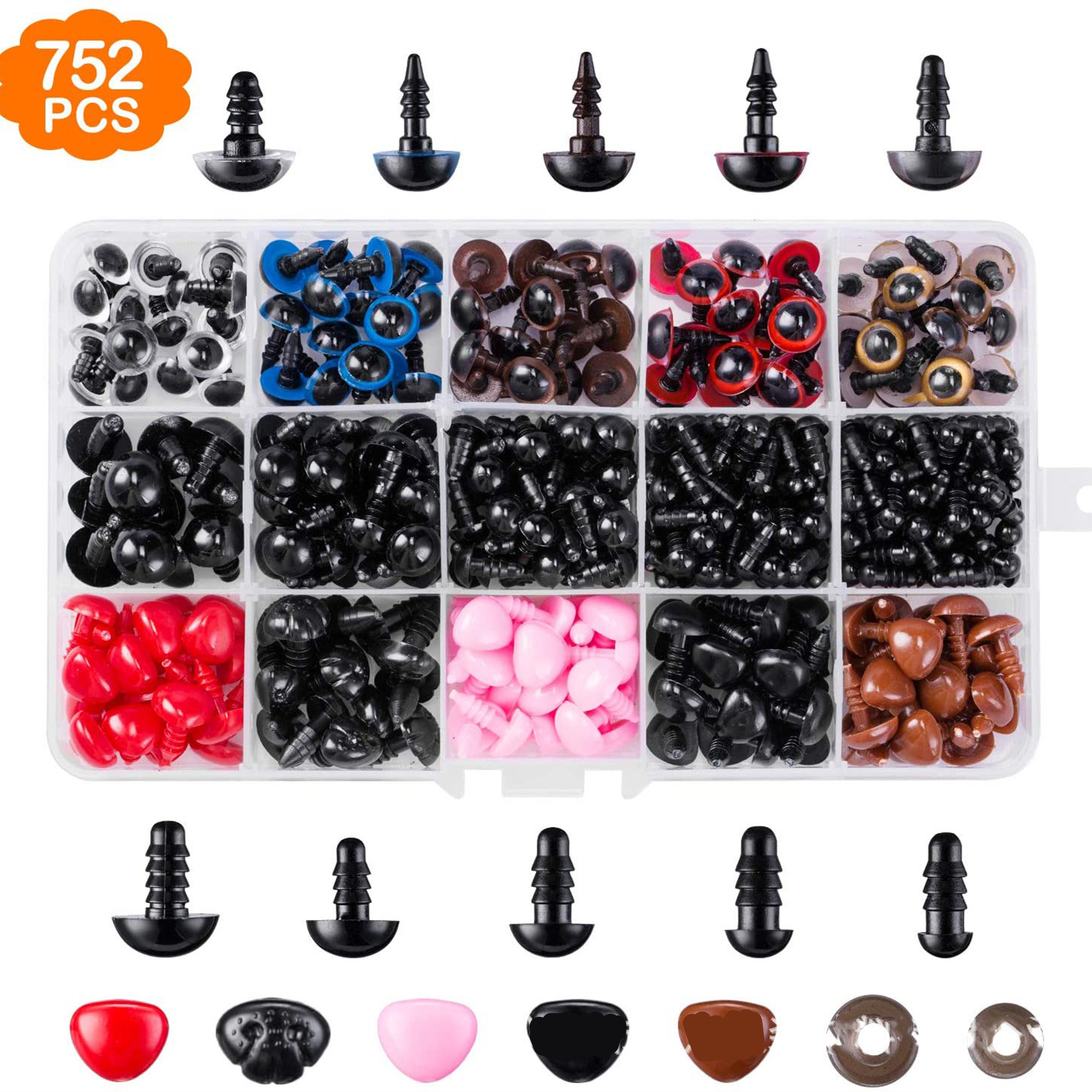 Plastic Safety Eyes and Noses, 560Pcs Crochet Eyes with Washers, Teddy Bear  Eyes for Doll Making 