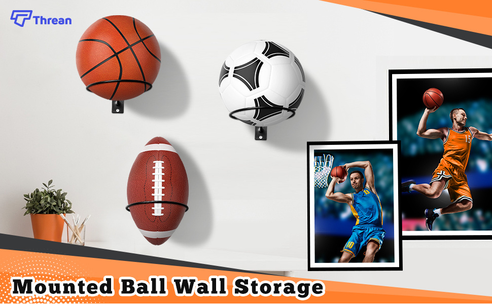 Présentoir de Rangement Mural de Ballon Support de Rangement de Balle  Universel en Métal Présentoir de Stockage de Balle Noir pour Basket-Ball