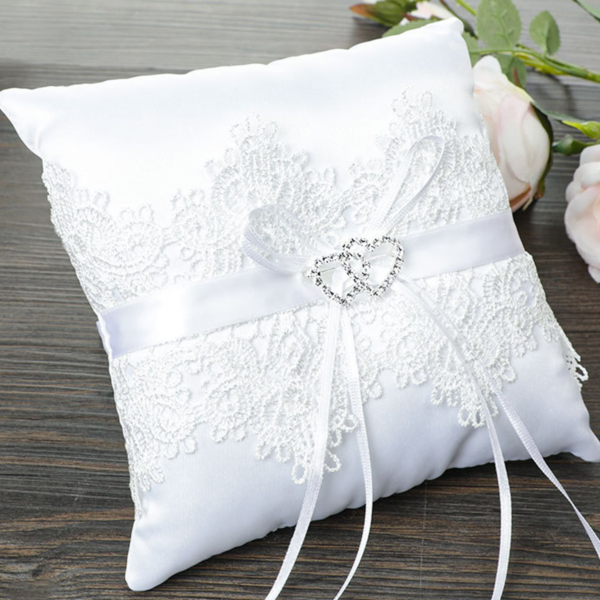 ring bearer pillows wedding props bow double heart ring