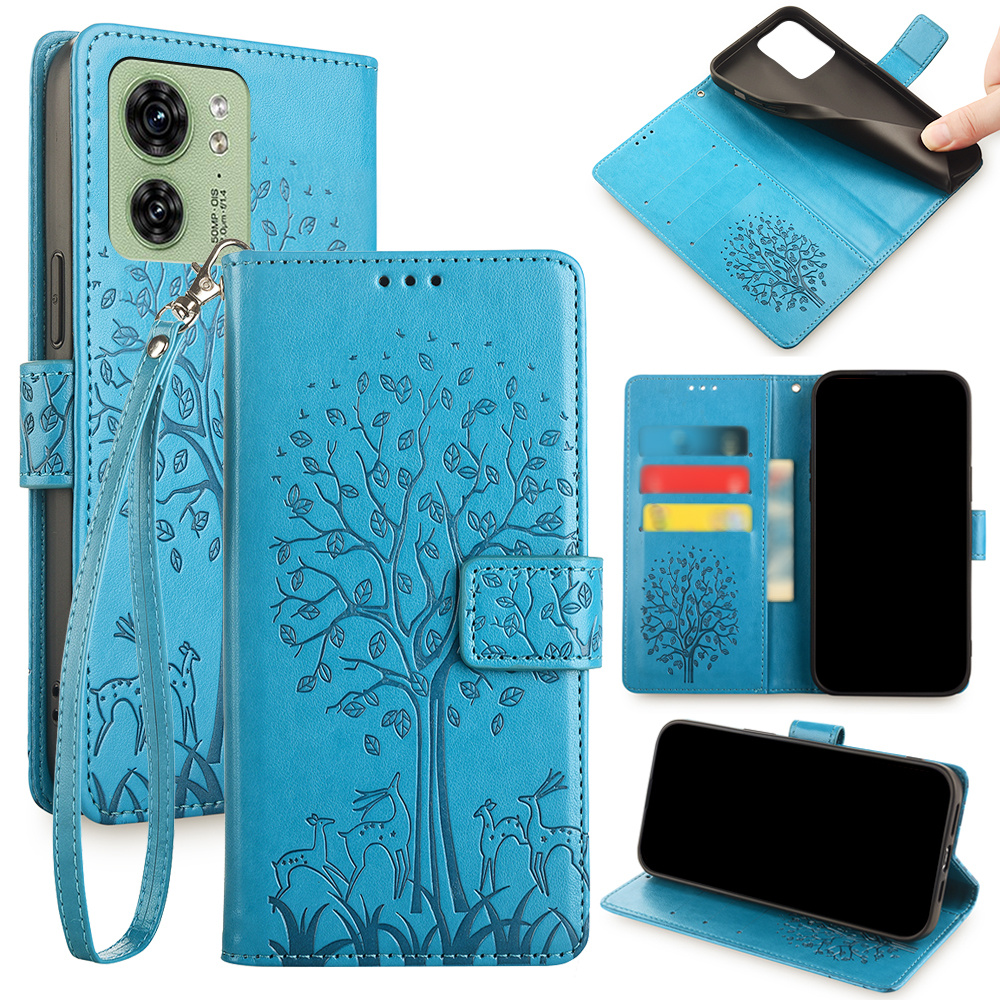 Para Motorola Moto G73 5G Funda de teléfono con tapa a prueba de huellas  dactilares de cuero genuino (Azul)