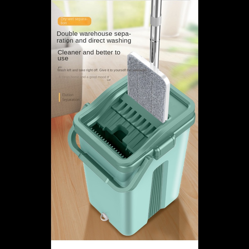 Mop And Bucket With Wringer Set Hands free Wash Flat Floor - Temu