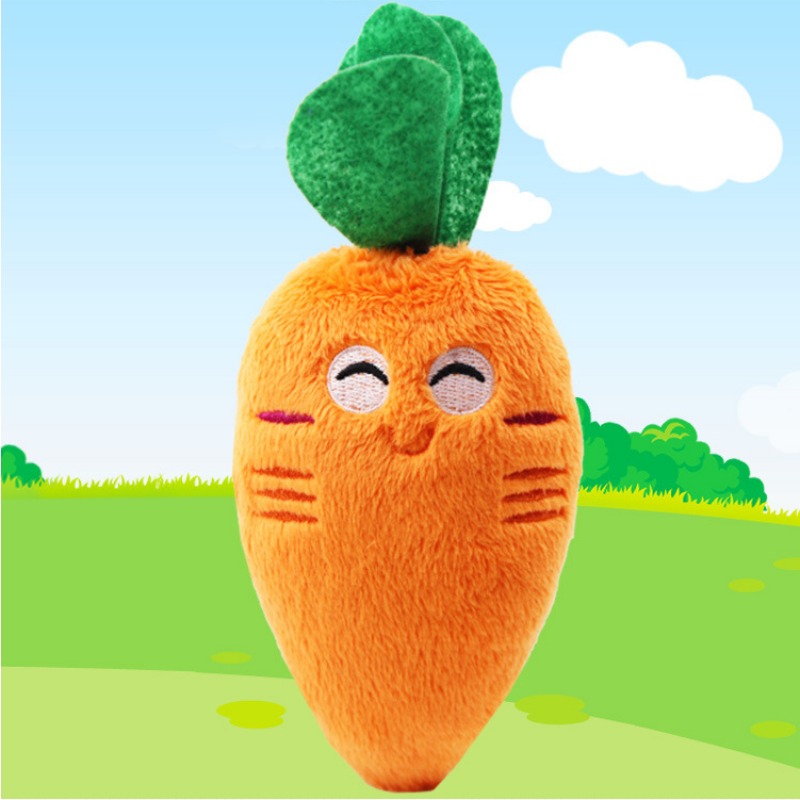 Carrot Pet Grinding Teeth Squeaky Plush Toy for Dog