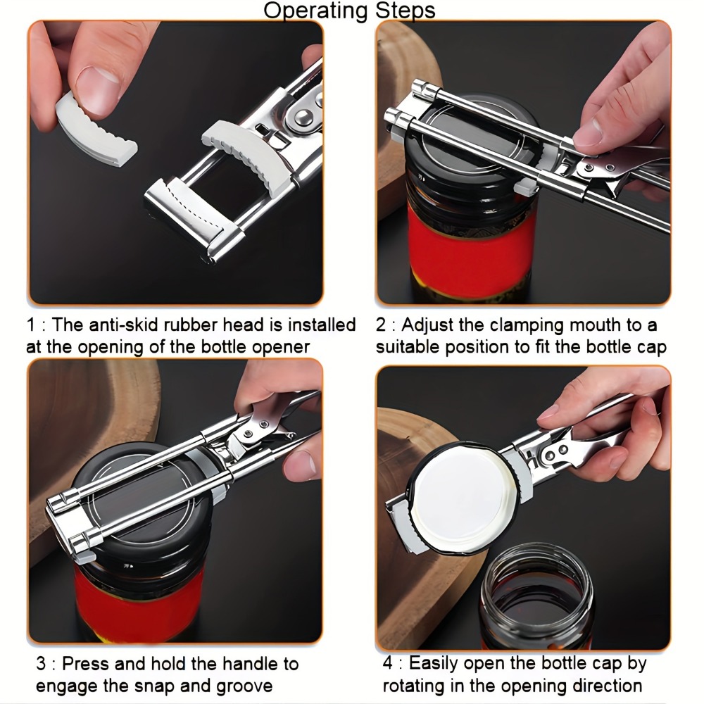 Adjustable Stainless Steel Can Opener,Adjustable Multifunctional Can Opener,Jar  & Bottle Opener,Jar Opener for Weak Hands for Any-Size lids (1PCS) 
