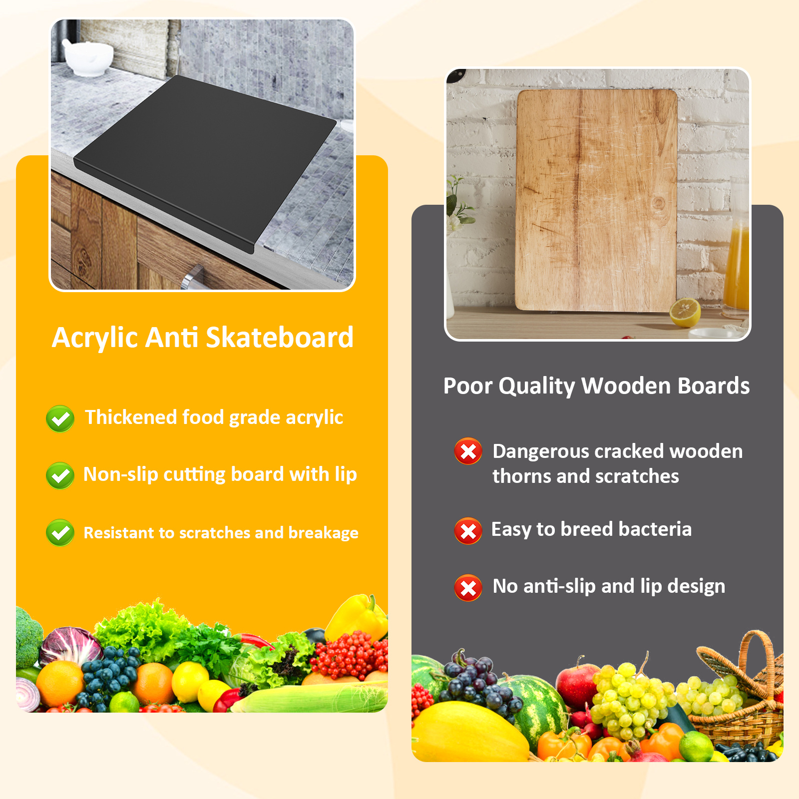 Acrylic Cutting Board Transparent Reusable Rectangle Chopping Board Clear  Countertop Protector Board For Kitchen Countertop