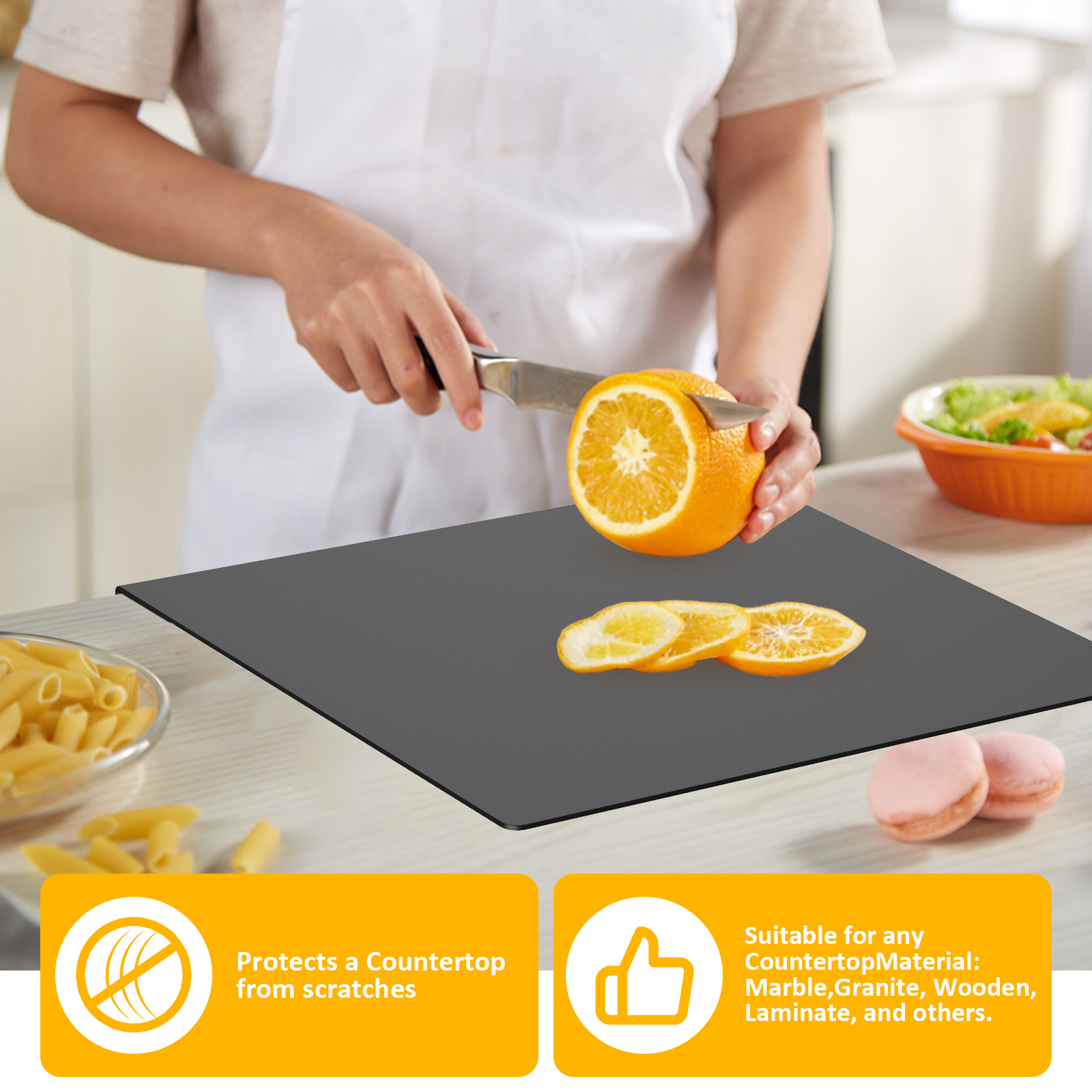 Acrylic Cutting Board Transparent Cutting Board With Lip Edge 40x45cm  Reusable Cutting Board Rectangle Chopping Board Clear Countertop Protector  Board For Kitchen Countertop