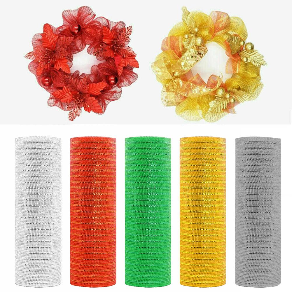 Mesh Ribbons Each Roll Metallic Foil Mesh Ribbon For Home - Temu