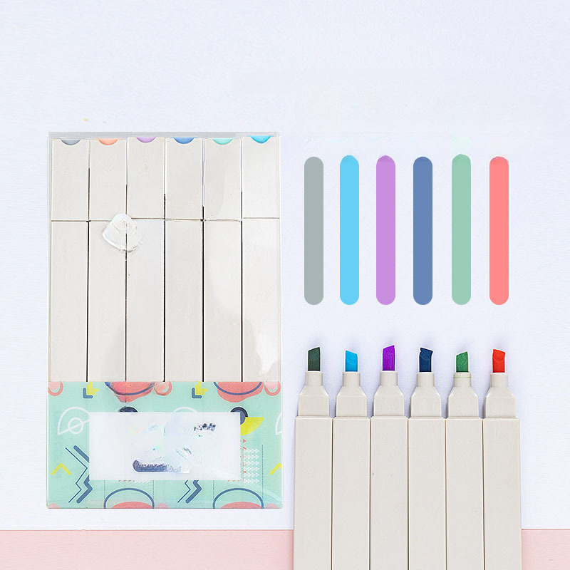 6pcs Highlighters Pastel Pen Set Colored Markers Colors Pens Kawaii Cute  Stationery Office School Supplies