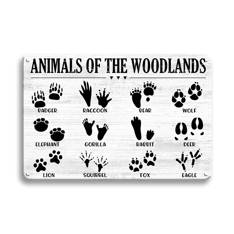  CrazySign Animal Tracks Field Guide Sign Log Cabin Wall Decor,  Forest Hunting Decor, Boy Nursery Decor 8 x 12 Inch (211) : Home & Kitchen