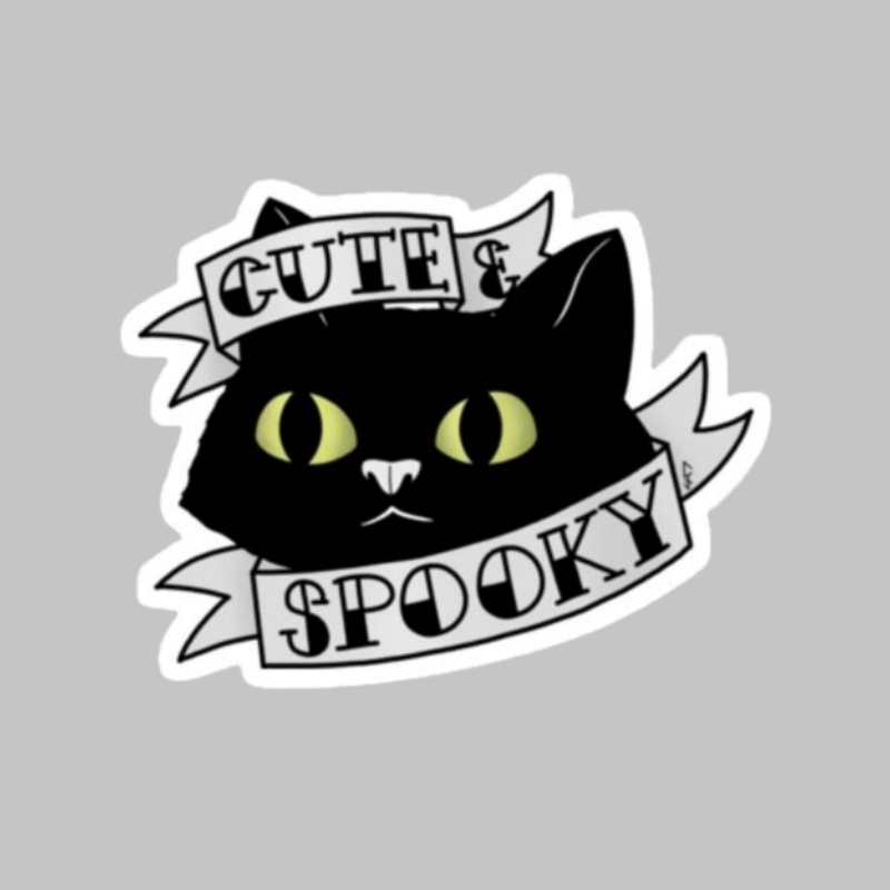 Cute Spooky Black Cat Halloween Funny Yellow Eyes 🐈‍⬛Sticker Decal
