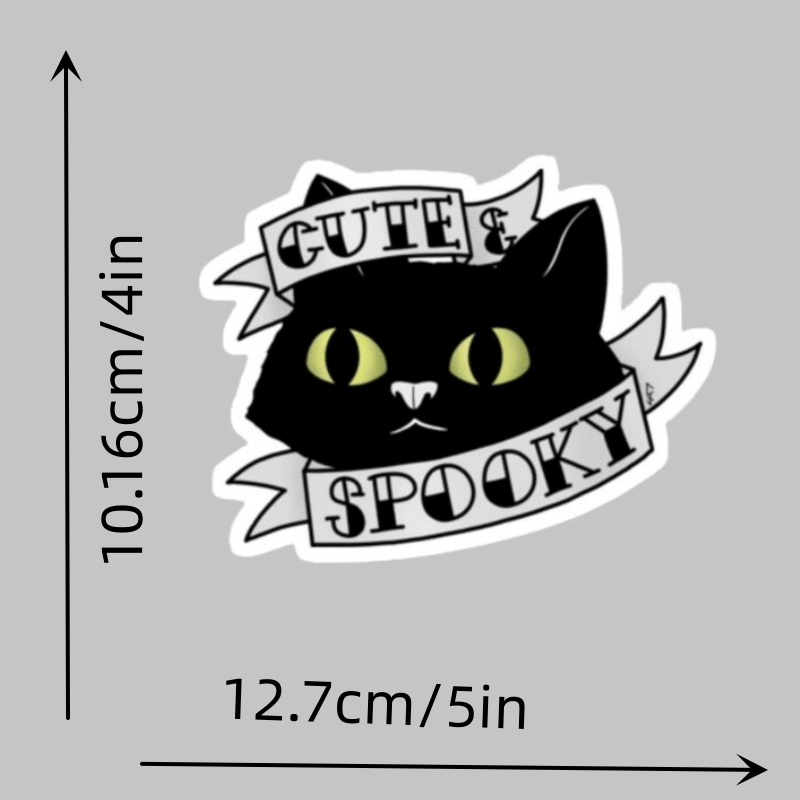 Cute Spooky Black Cat Halloween Funny Yellow Eyes 🐈‍⬛Sticker Decal