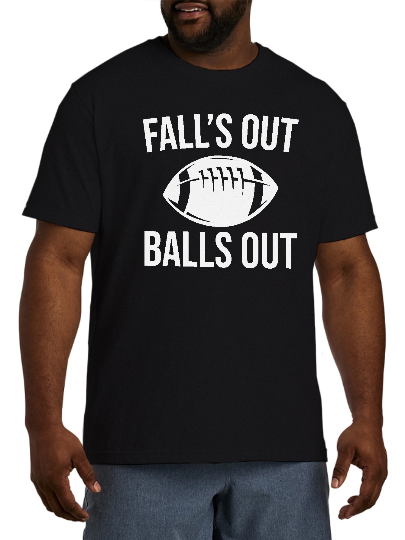 Temu Oversized T-Shirt for Men, American Football Fall's Out Balls Out Graphic Print T-Shirt Short Sleeve Tees Casual Fashion Tops for Summer, Men's