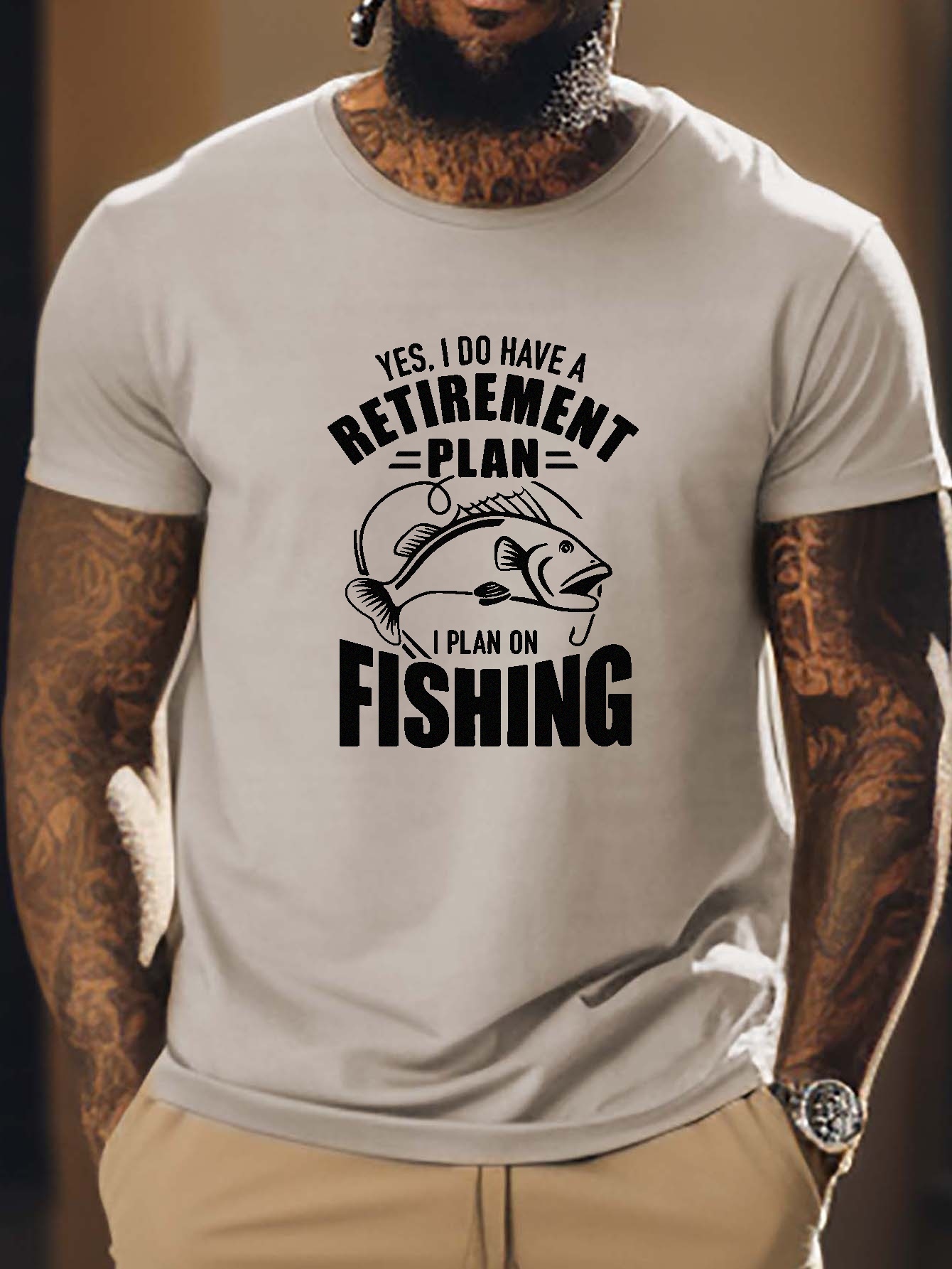 geometric-pattern Crew Neck Medium Stretch T-Shirt, Blouses, Tee, Men's Sports Summer Fishing Letter Outdoor T-Shirt,Mens Fishing Shirts,Temu