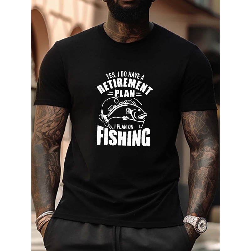 

Fishing Plan Letter Pattern Men's Chic T-shirt For Summer Outdoor