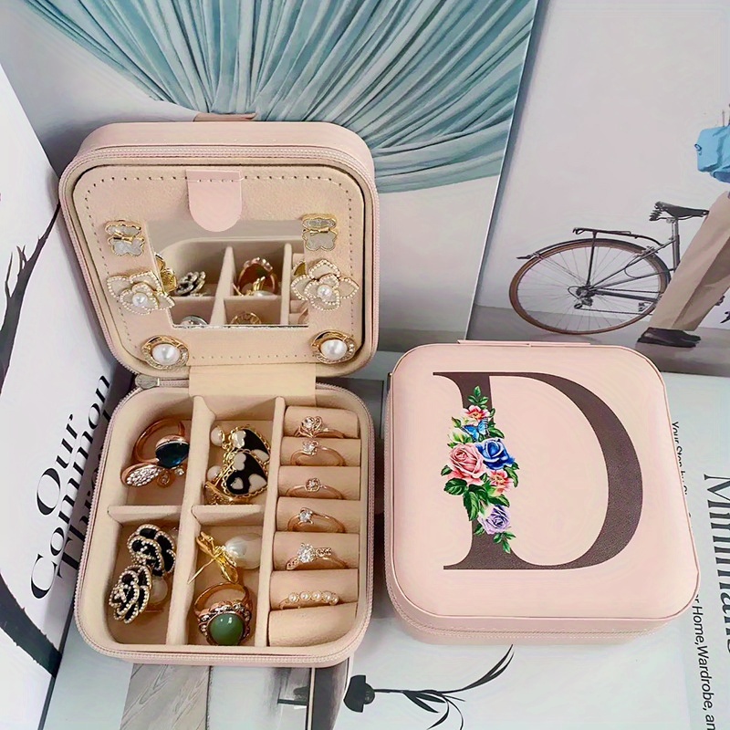 Mini Jewelry Box Mirror Portable Travel Jewelry Case Holder - Temu